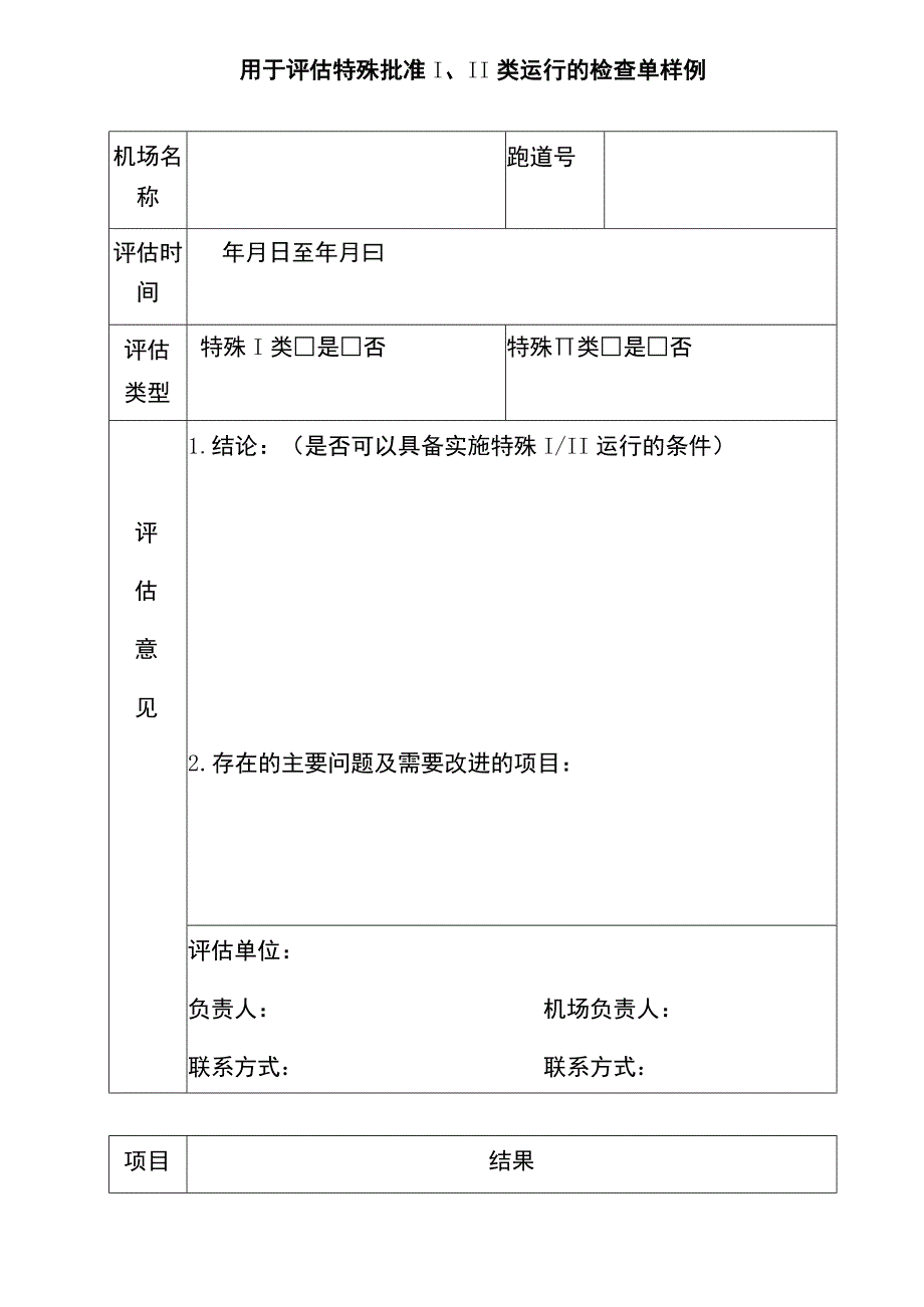 用于评估特殊批准I、II 类运行的检查单样例.docx_第1页