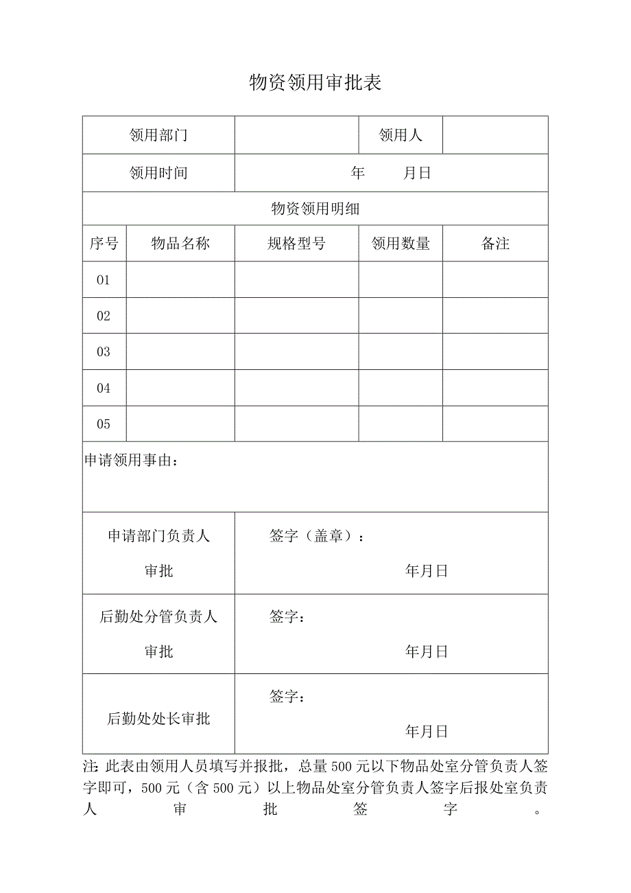 物资领用审批表.docx_第1页