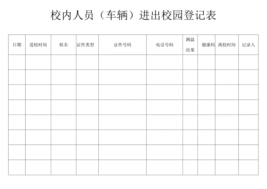 疫情期间学校门卫进出登记表（校内 校外）.docx_第2页