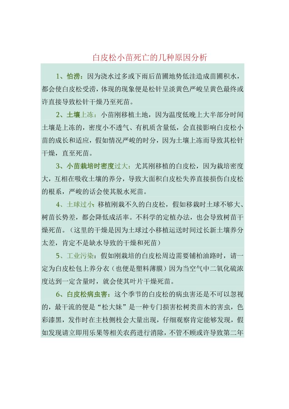 白皮松小苗死亡的几种原因分析.docx_第1页