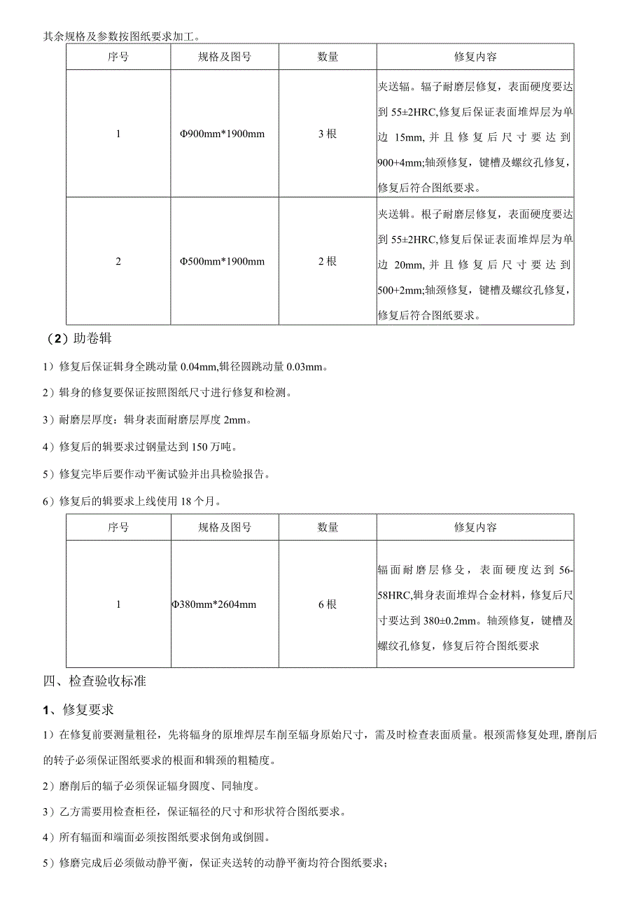 碳钢薄板厂热轧卷取机辊子修复技术协议.docx_第3页