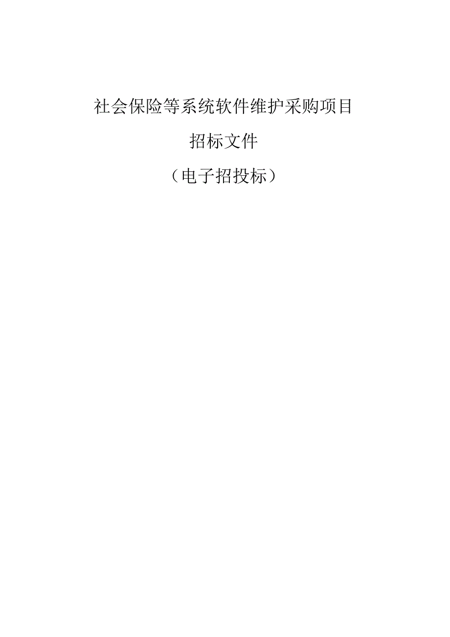 社会保险等系统软件维护采购项目招标文件.docx_第1页