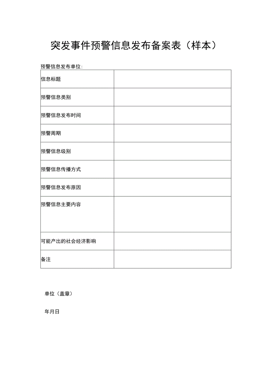 突发事件预警信息发布备案表（样本）.docx_第1页