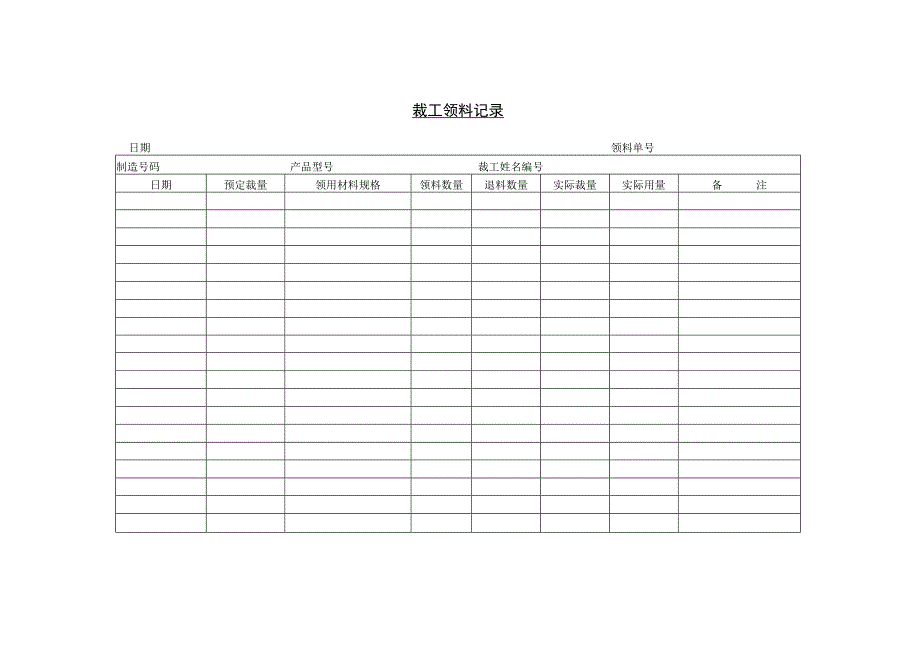 精选裁工领料记录表及材料仓库日报表两篇.docx_第1页