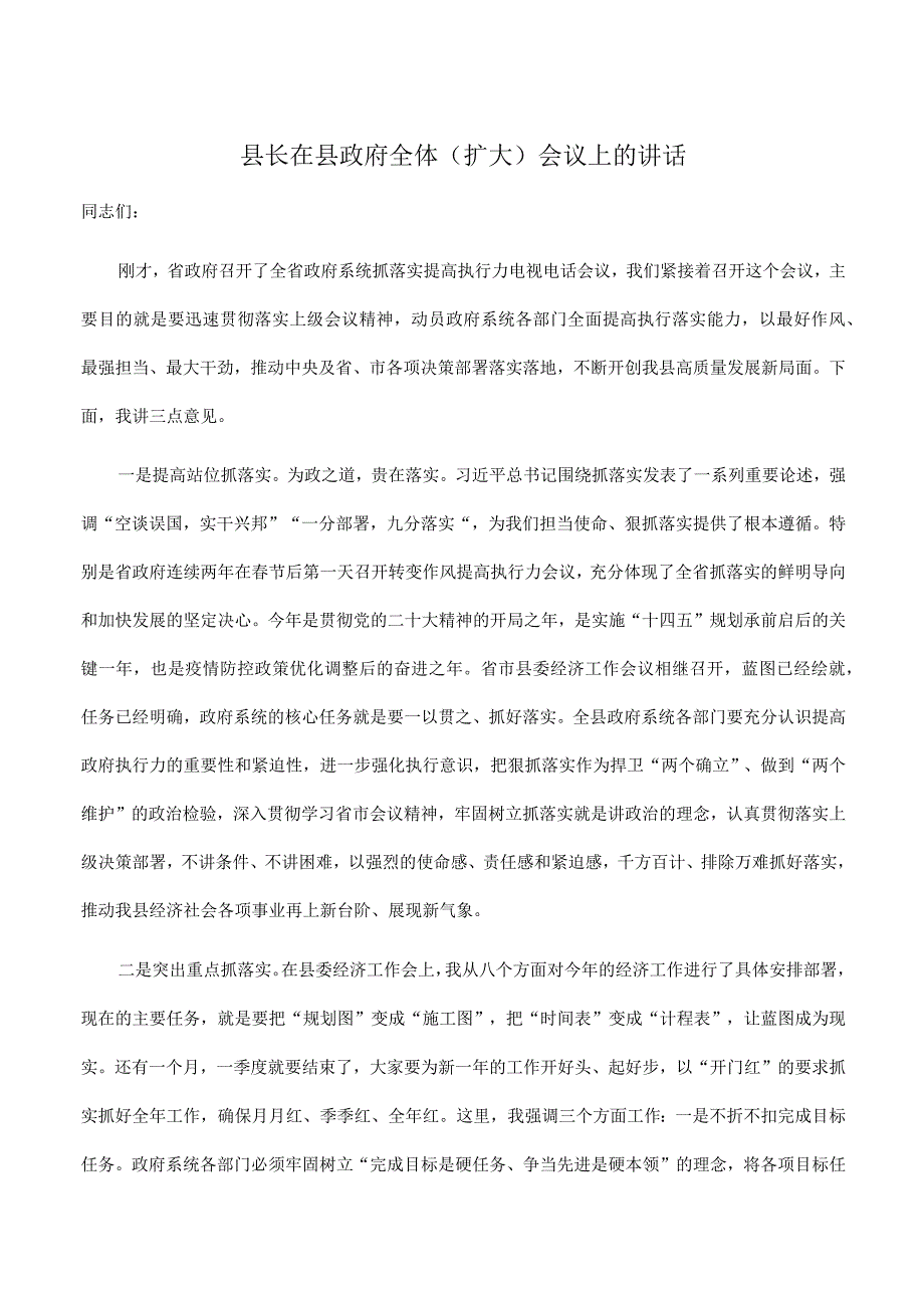 县长在2023年县政府全体（扩大）会议上的讲话（1）.docx_第1页