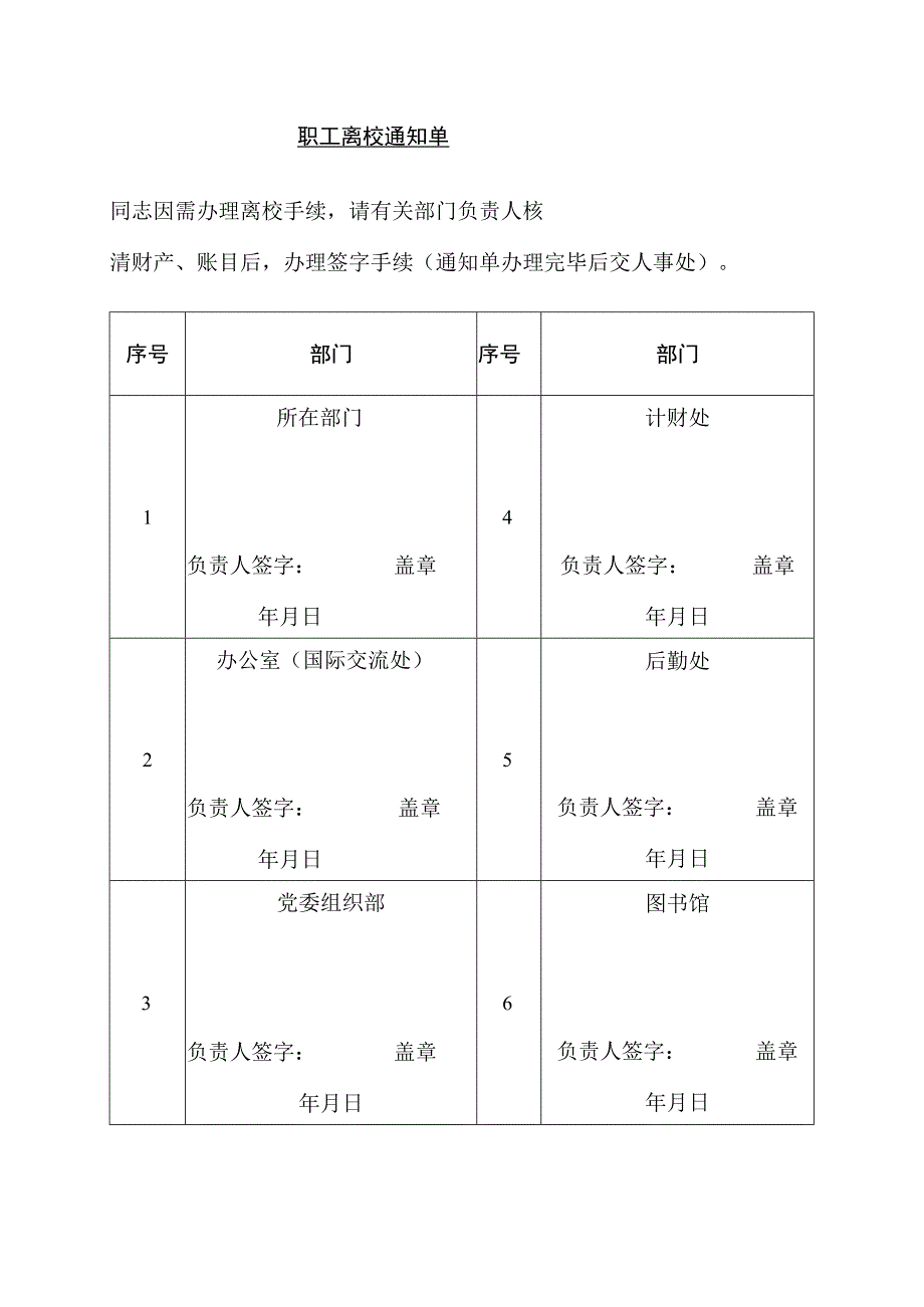 职工离校通知单.docx_第1页