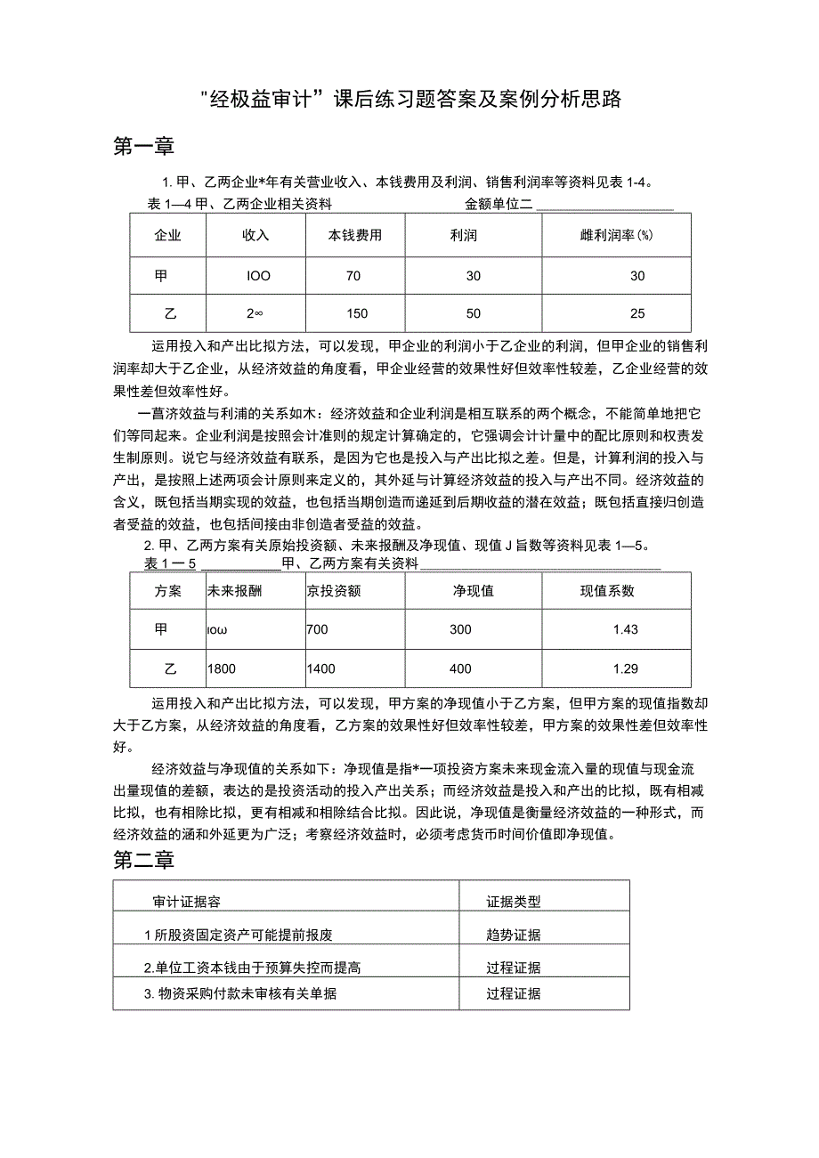 经济效益审计课后练习题答案及案例分析思路.docx_第1页