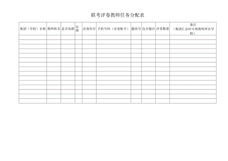 联考评卷教师任务分配表.docx_第1页