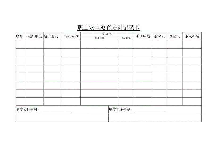 职工安全教育培训记录卡.docx_第1页