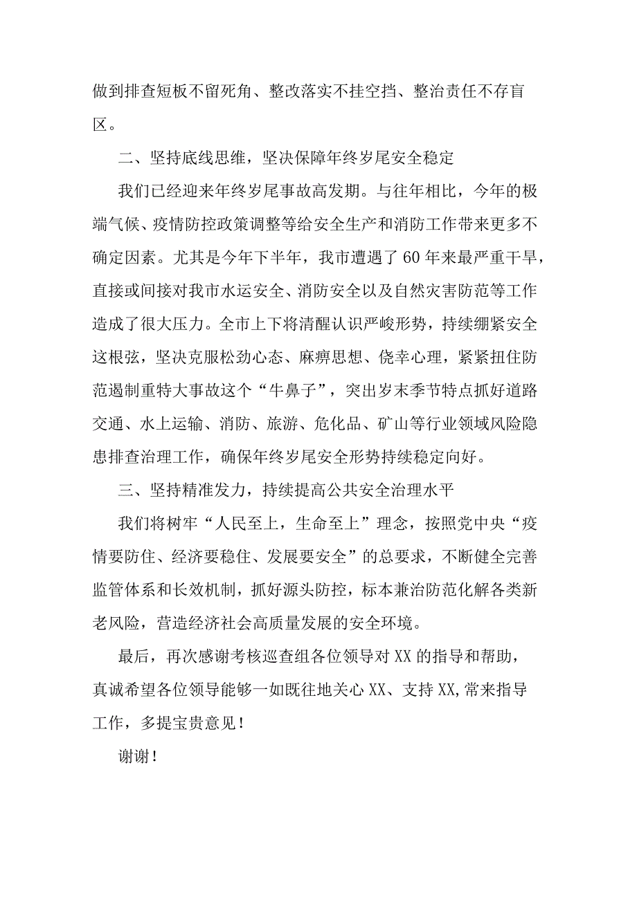 在2023年度安全生产和消防工作考核巡查反馈会上的表态发言.docx_第2页