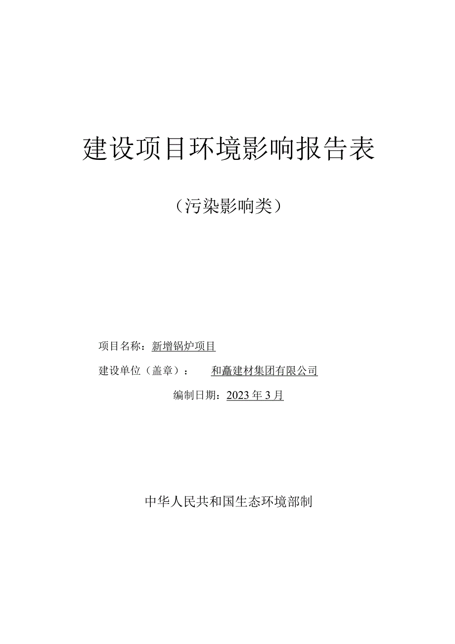 和矗建材集团有限公司新增锅炉项目环评报告表.docx_第1页