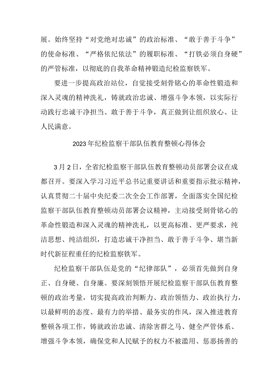 城区纪检工作员2023年纪检监察干部队伍教育整顿个人心得体会 合计9份.docx_第2页