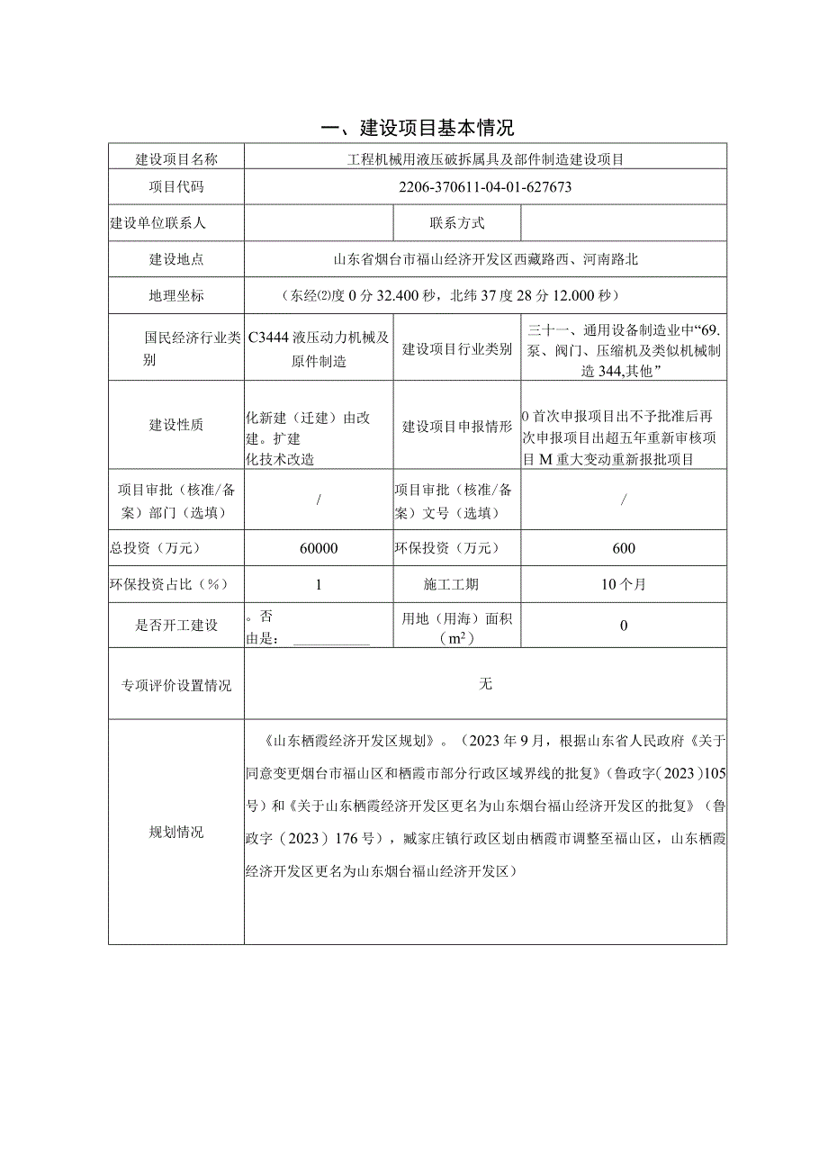 工程机械用液压破拆属具及部件制造建设项目环评报告表.docx_第2页