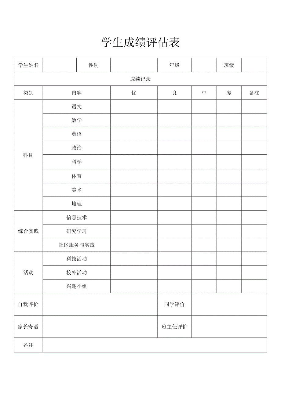 学生成绩评估表.docx_第1页