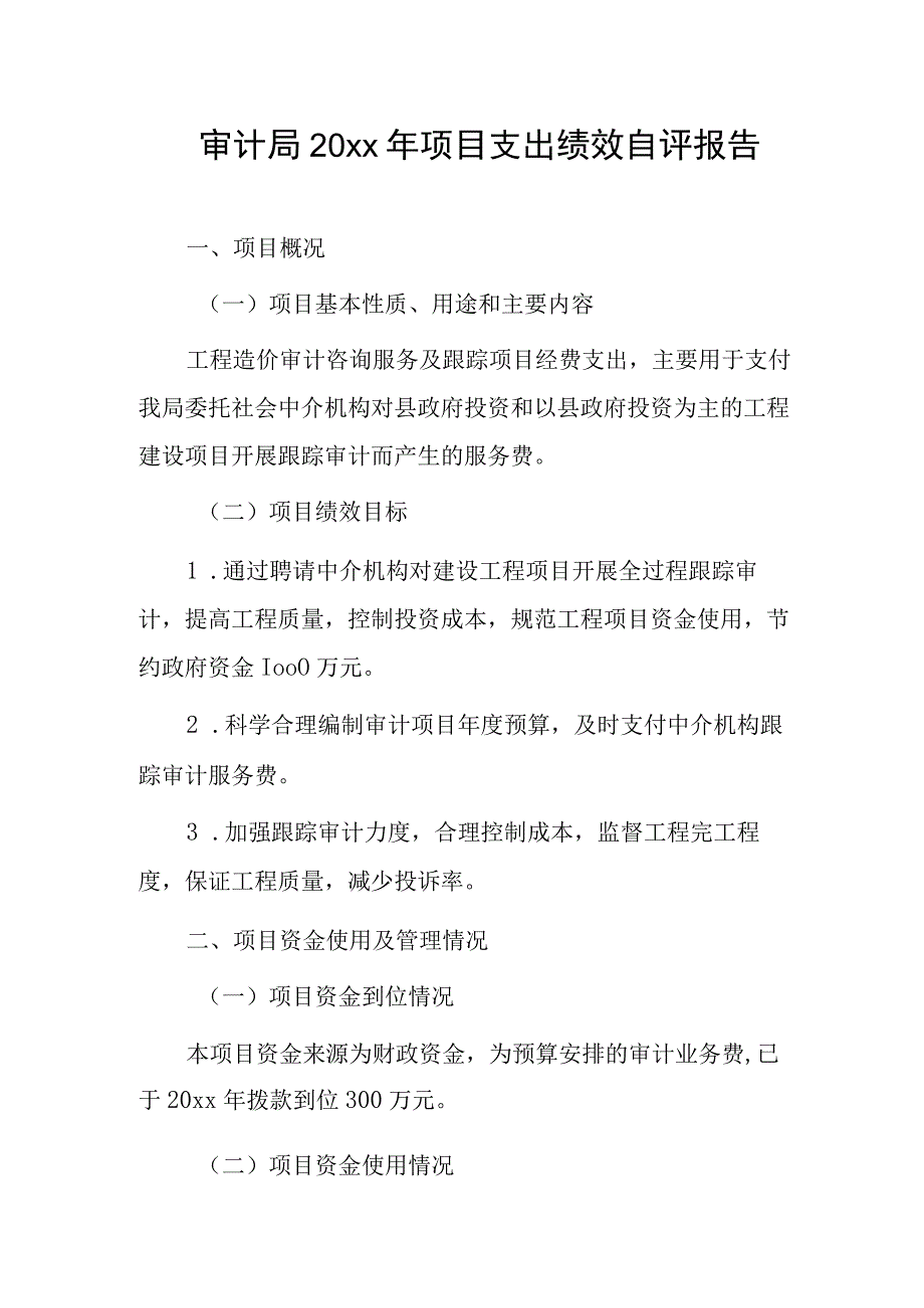 审计局20xx年项目支出绩效自评报告.docx_第1页