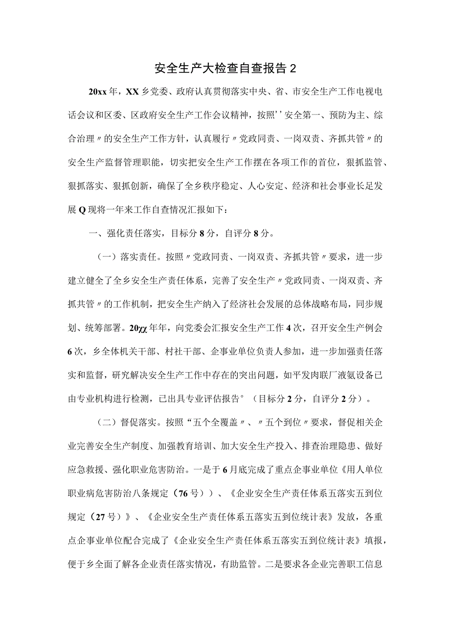 安全生产大检查自查报告.docx_第1页