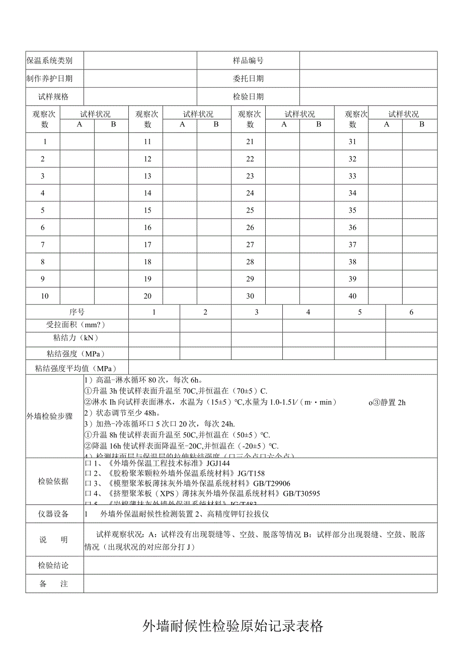 外墙耐候性检验原始记录表格.docx_第1页