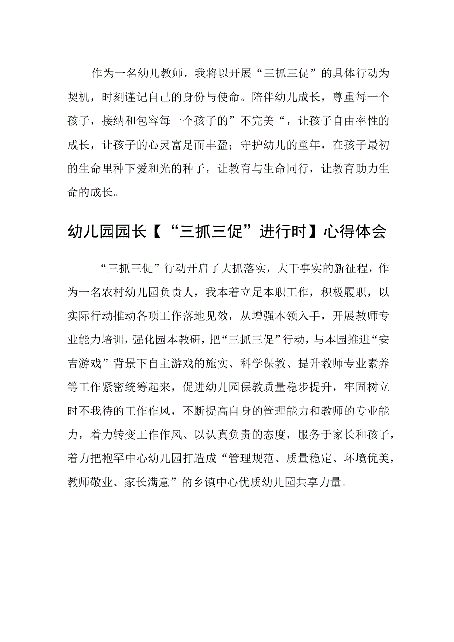 幼儿园党支部书记三抓三促行动进行时学习心得精选范文三篇.docx_第2页