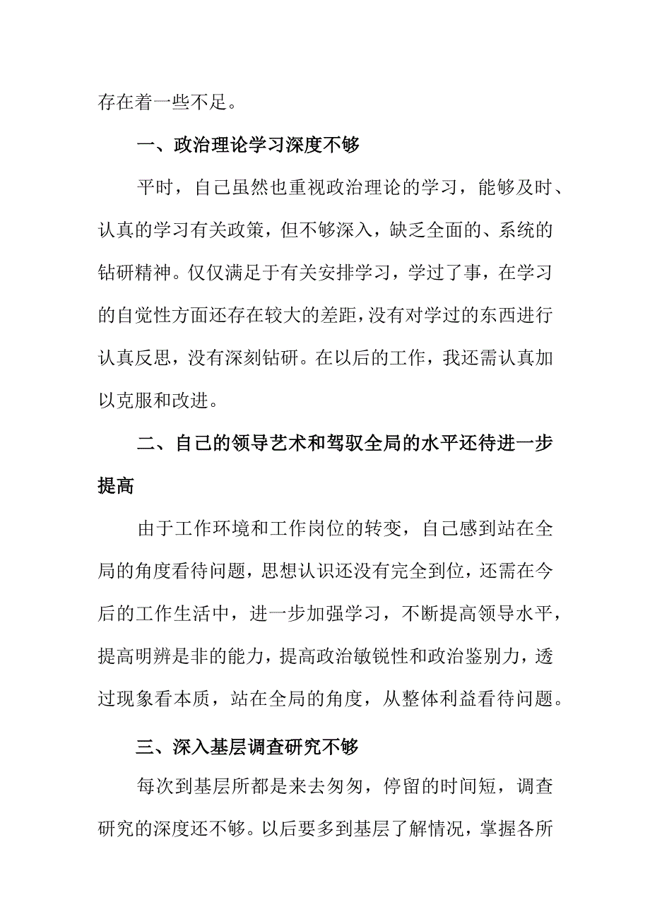 市场监管部门分管在民主生活会发言提纲.docx_第2页