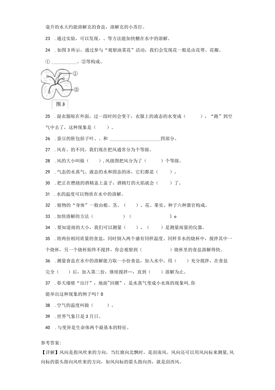 期末专题复习填空题真题演练三年级下册科学湘科版.docx_第2页