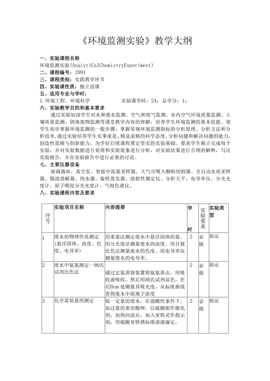 成信工《环境监测实验》教学大纲.docx_第1页