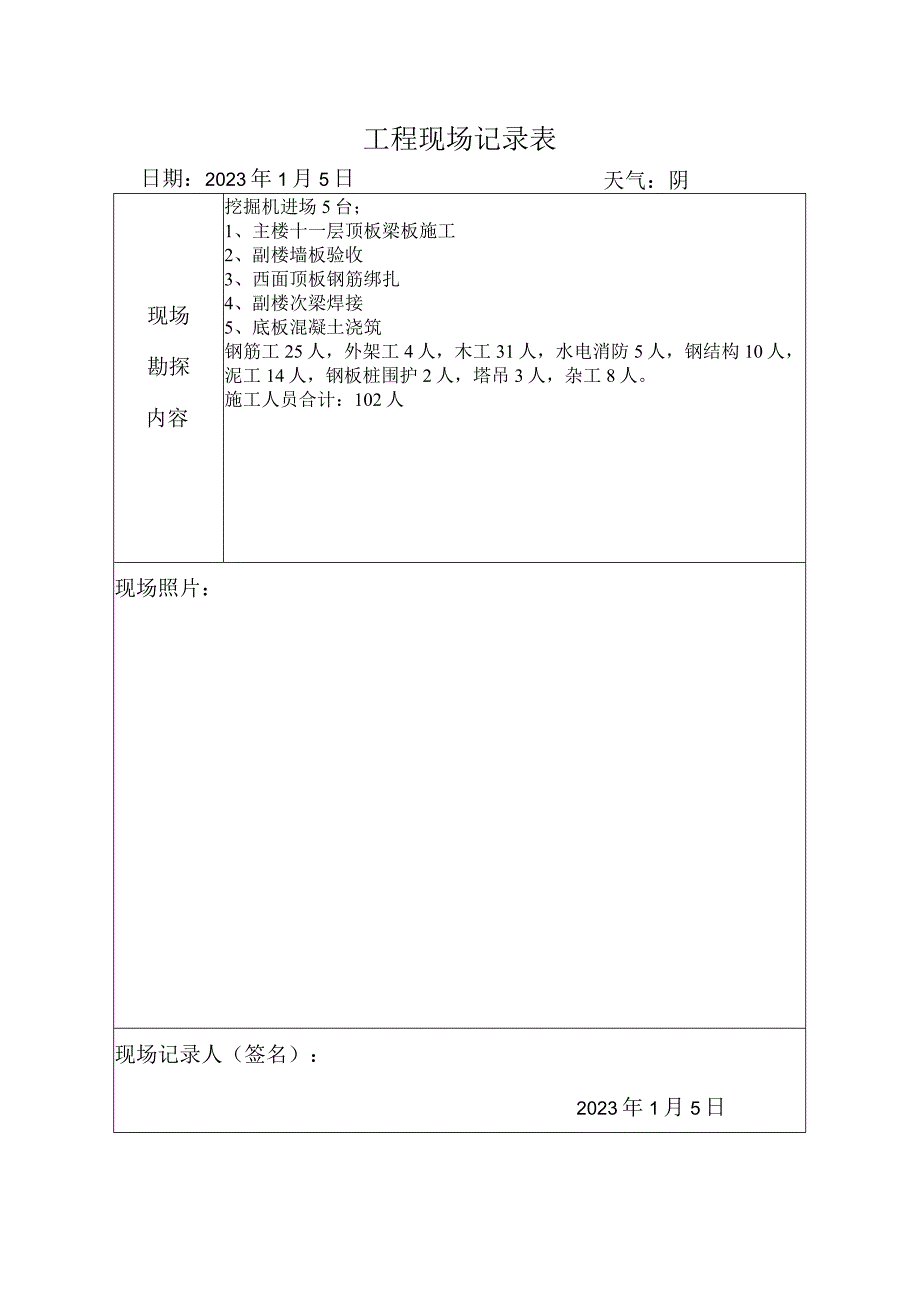 施工资料工程现场记录表7.docx_第1页