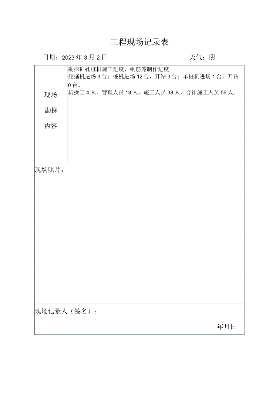 施工资料工程现场记录表13.docx_第1页