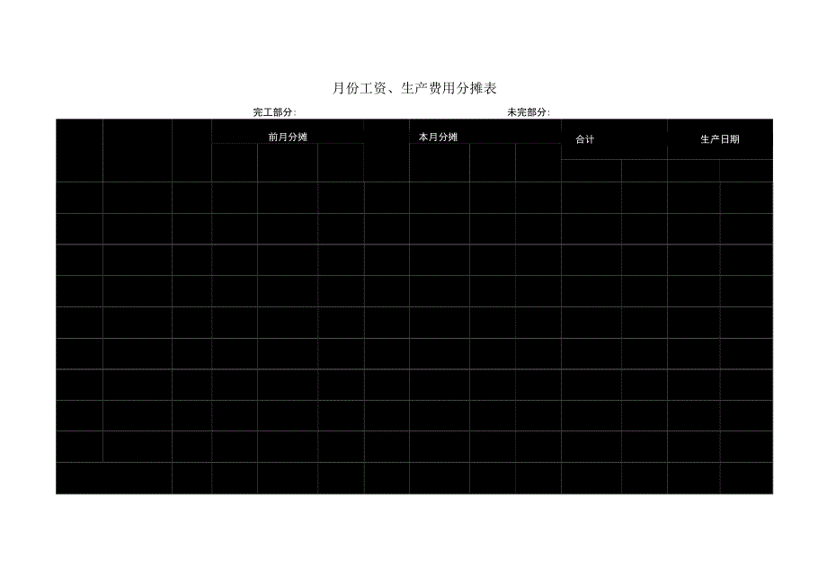 月份工资生产费用分摊表.docx_第1页