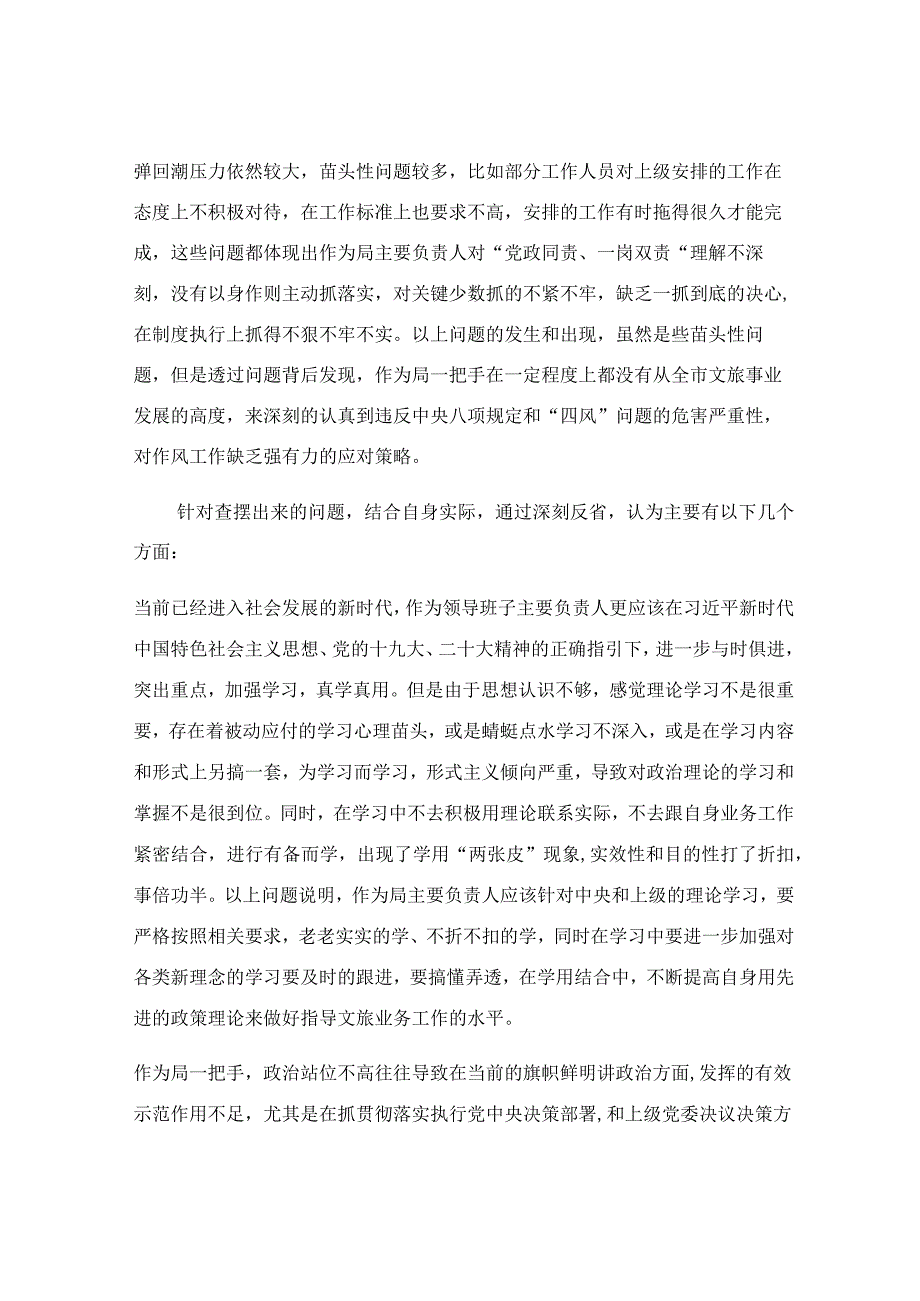 旅游局党组书记个人党性检视剖析材料.docx_第3页