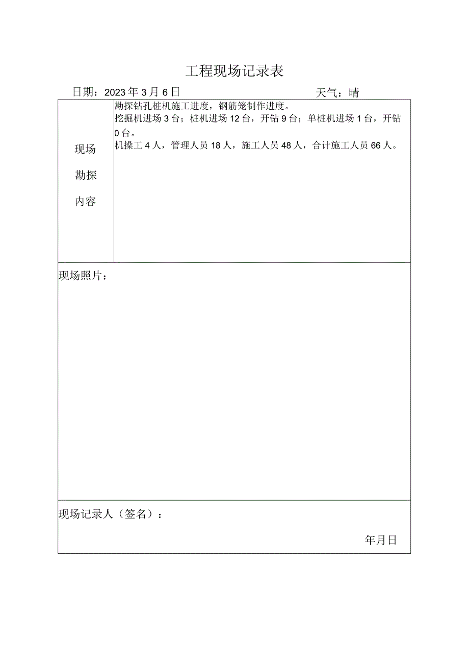 施工资料工程现场记录表15.docx_第1页