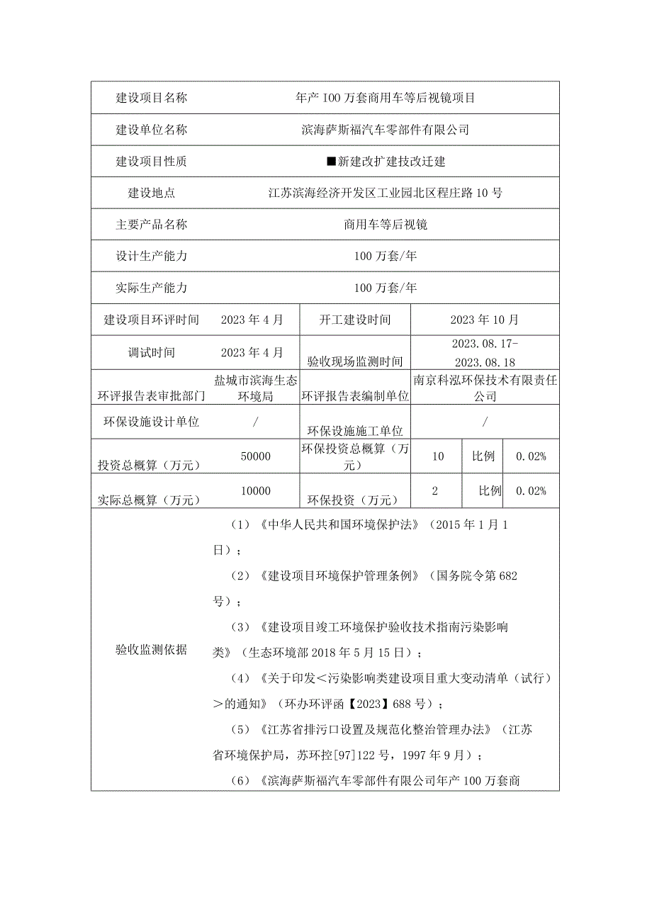 年产100万套商用车等后视镜项目竣工环境保护自主验收报告.docx_第3页