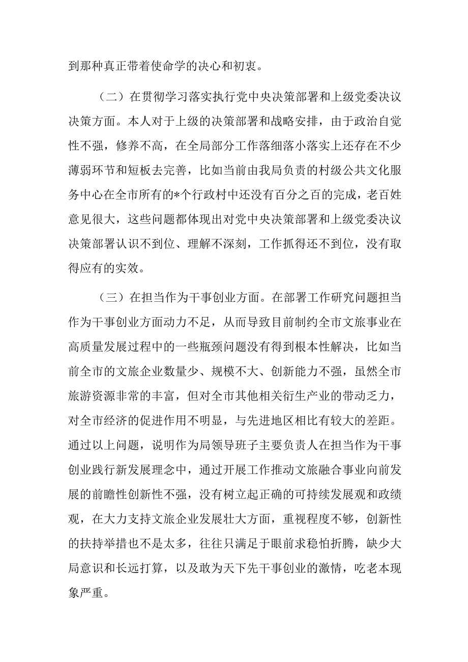 市文化和旅游局局长个人党性剖析材料共二篇.docx_第2页