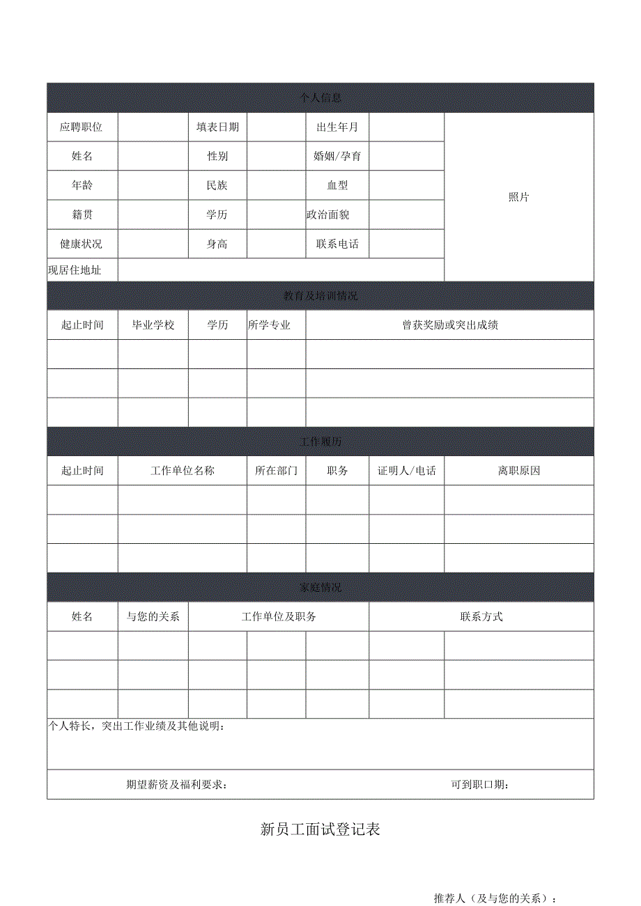 新员工面试登记表.docx_第1页