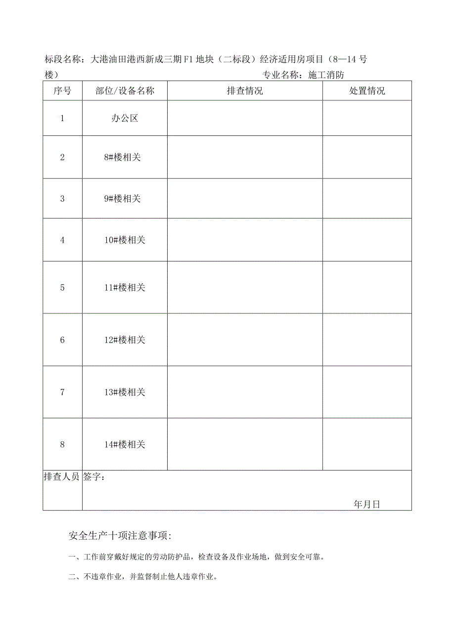 施工消防排查模板.docx_第1页