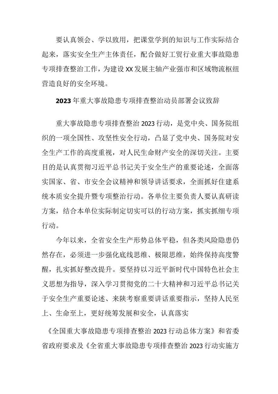 电力行业2023年重大事故隐患专项排查整治动员部署会议致辞 范文六篇.docx_第2页