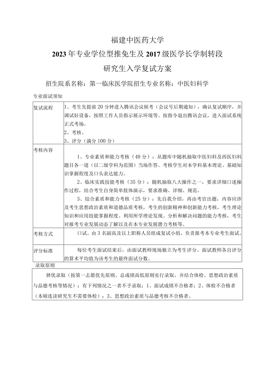 福建中医药大学2023年专业学位型推免生及2017级医学长学制转段研究生入学复试方案.docx_第3页