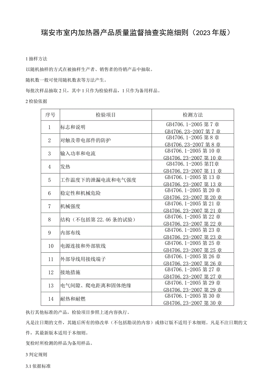 瑞安市室内加热器产品质量监督抽查实施细则2023年版.docx_第1页