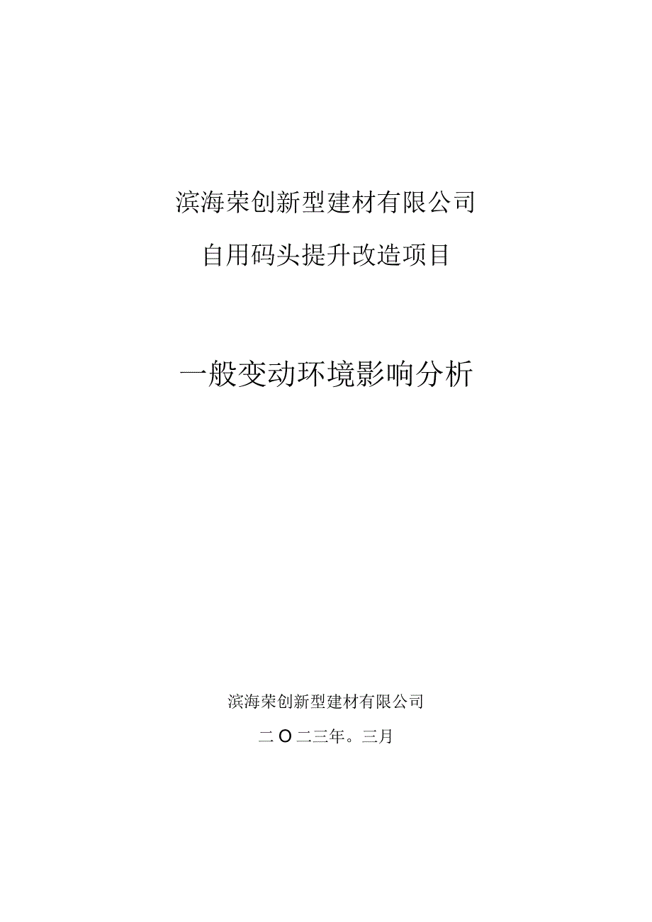 自用码头提升改造项目一般变动环境影响分析.docx_第1页