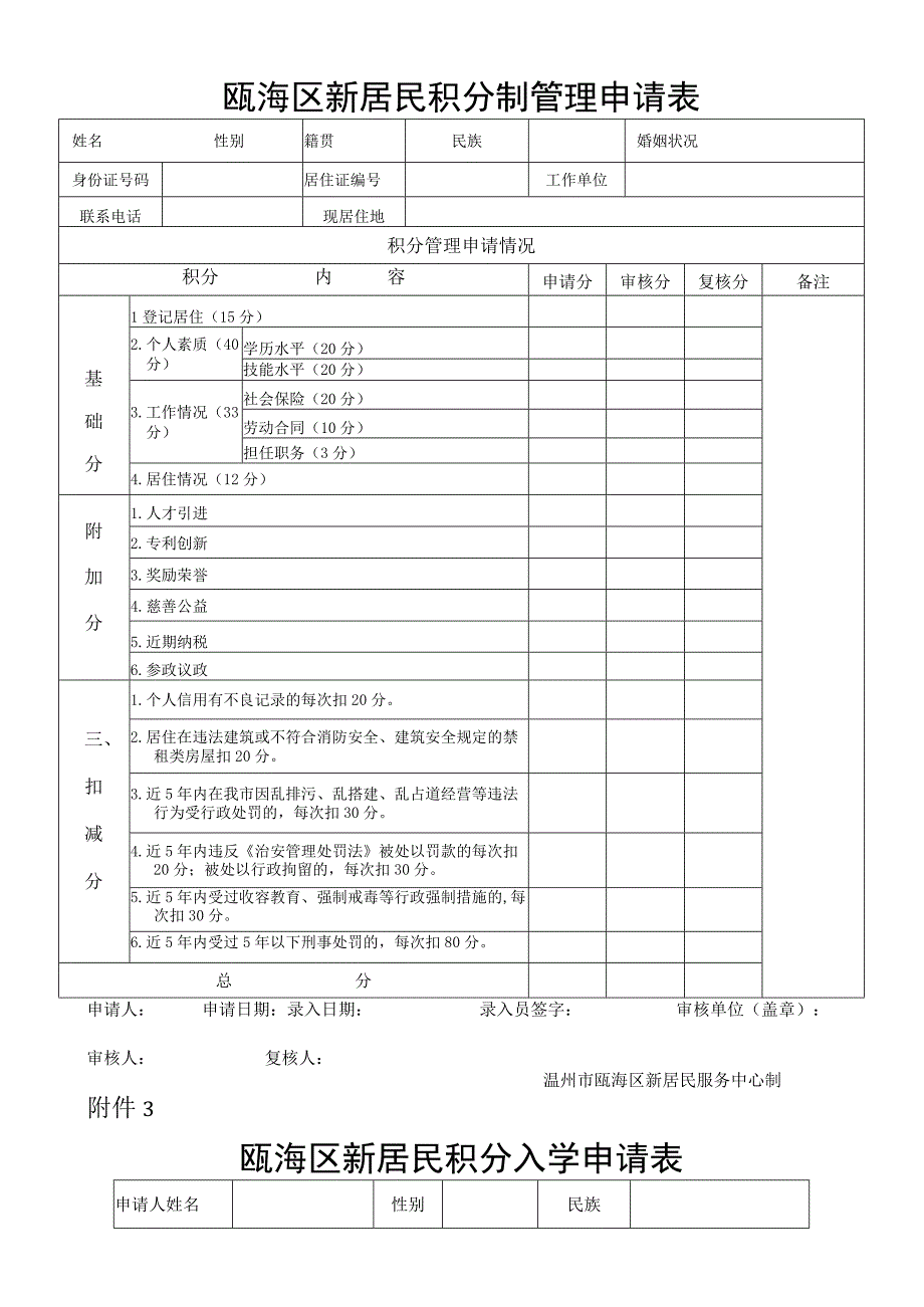 瓯海区新居民积分入学辖区指定公办学校指标分配表.docx_第2页