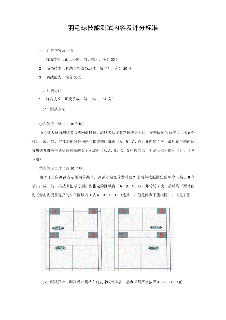 羽毛球技能测试内容及评分标准.docx_第1页