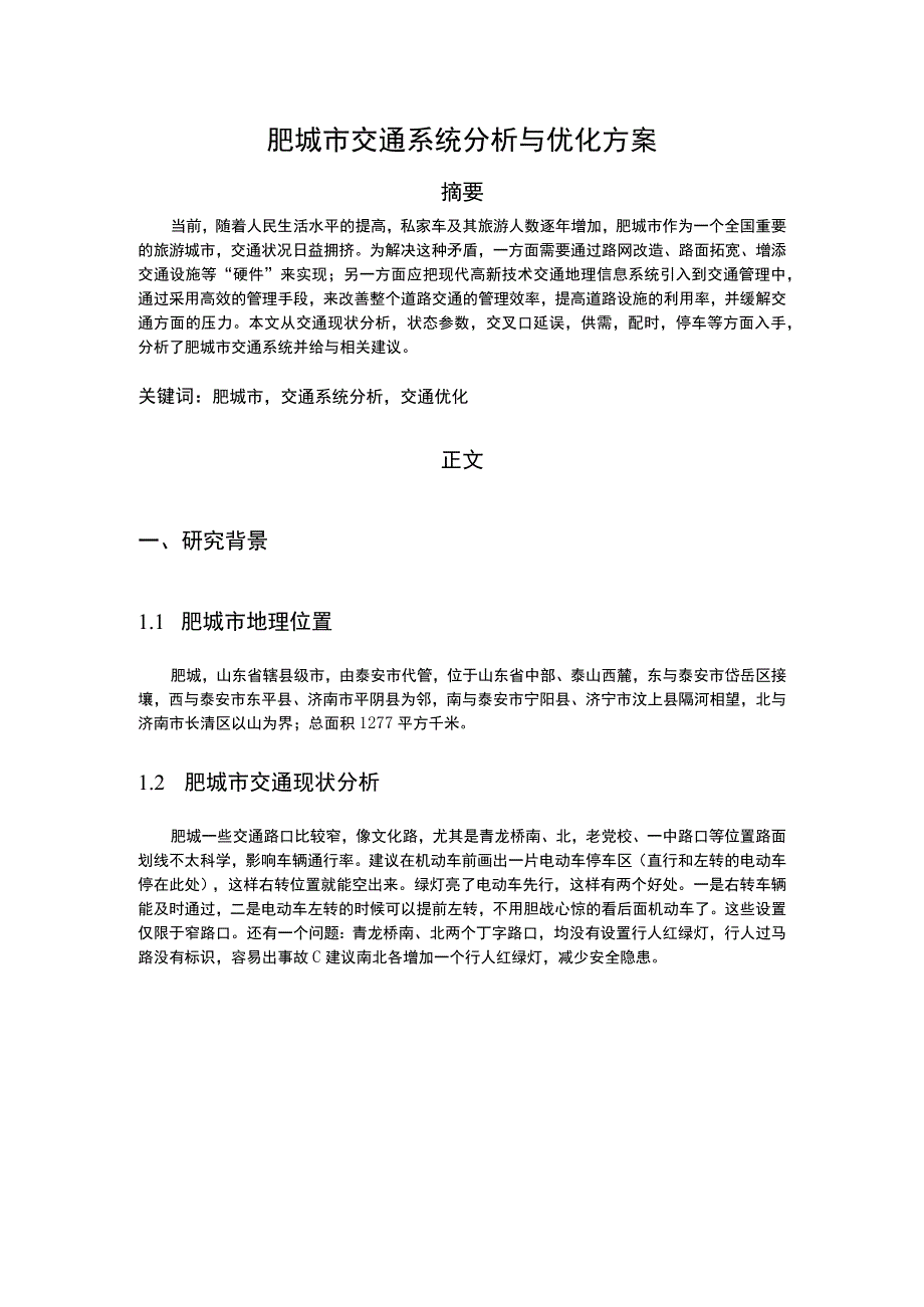 肥城市交通系统分析与优化方案.docx_第1页