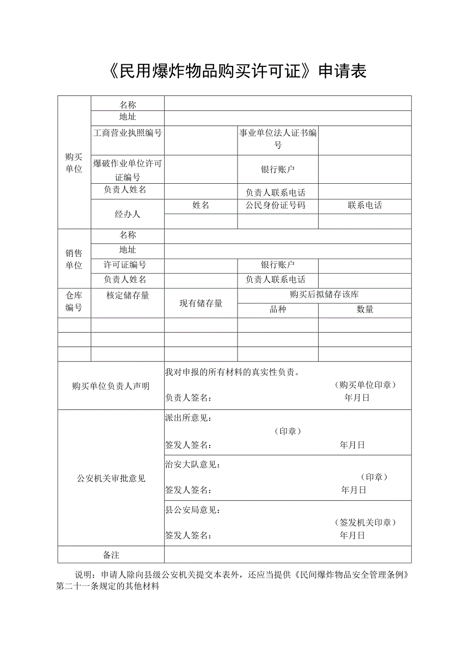 民用爆炸物品购买许可证申请表.docx_第1页