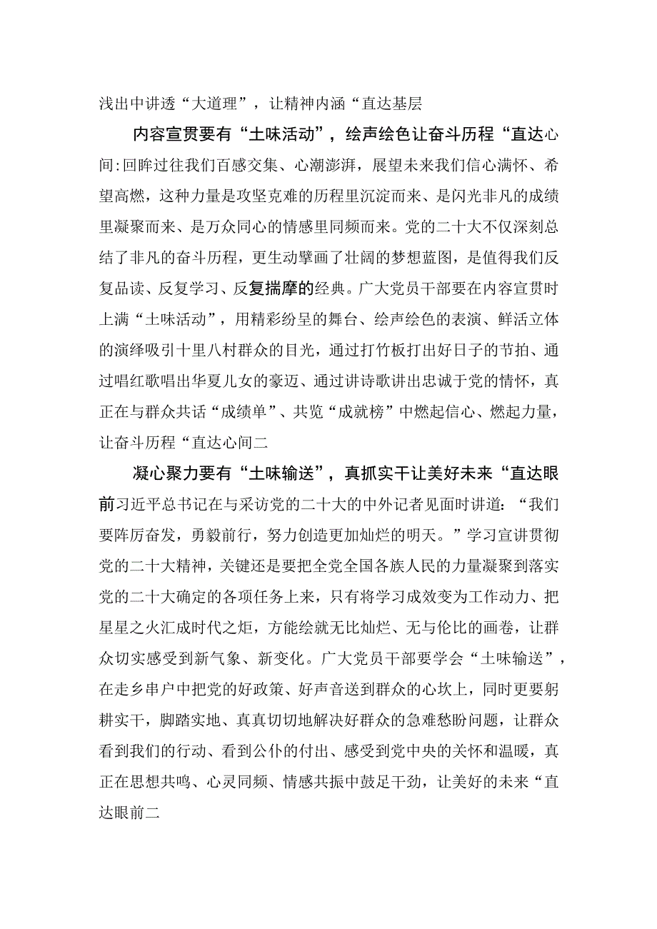 理论宣讲工作体会文章土味宣讲让二十大精神直达基层.docx_第2页