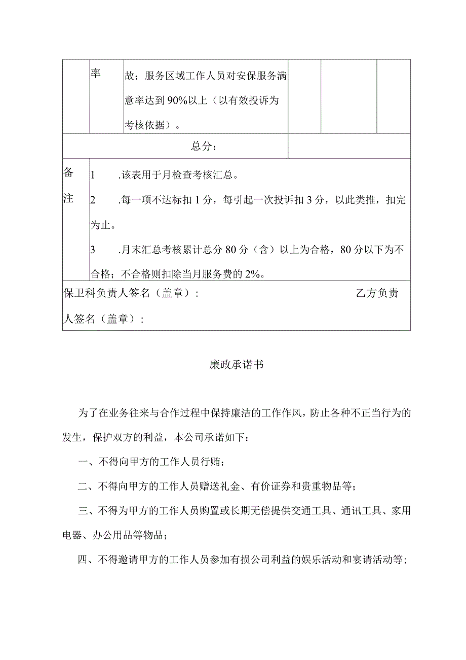 珠海市机关事务管理局安保管理服务月检查考核表年月.docx_第3页