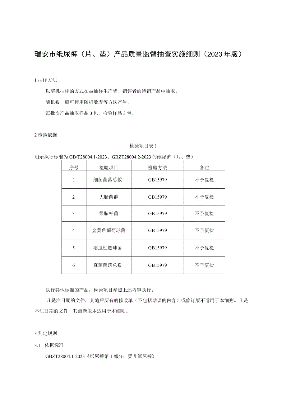 瑞安市纸尿裤片垫产品质量监督抽查实施细则2023年版.docx_第1页