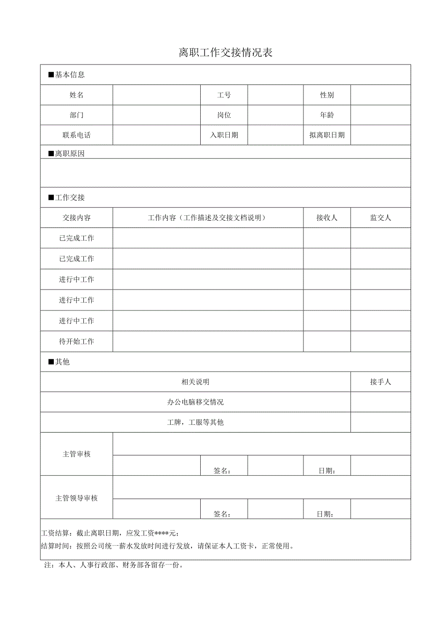 离职工作交接情况表.docx_第1页