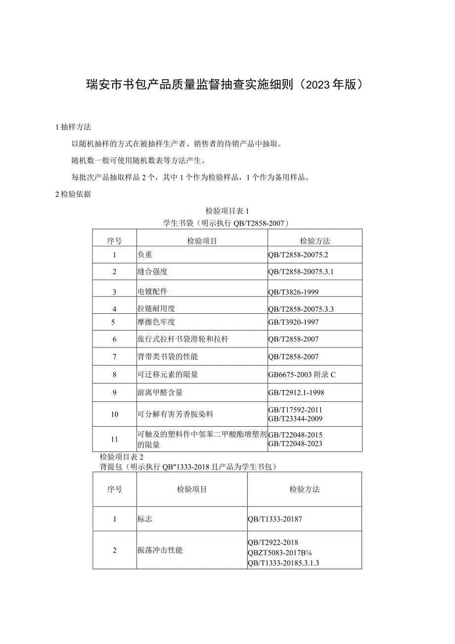 瑞安市书包产品质量监督抽查实施细则2023年版.docx_第1页