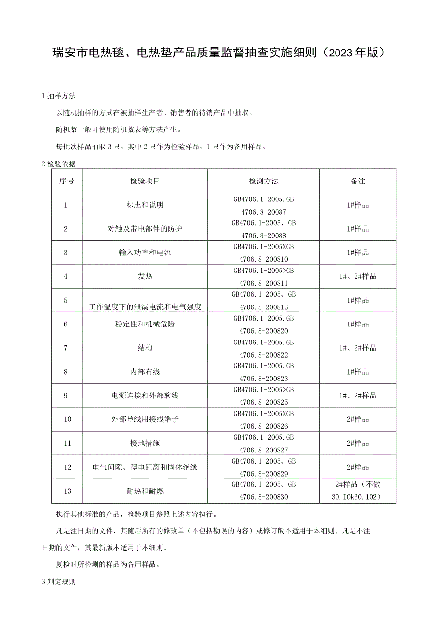 瑞安市电热毯电热垫产品质量监督抽查实施细则2023年版.docx_第1页