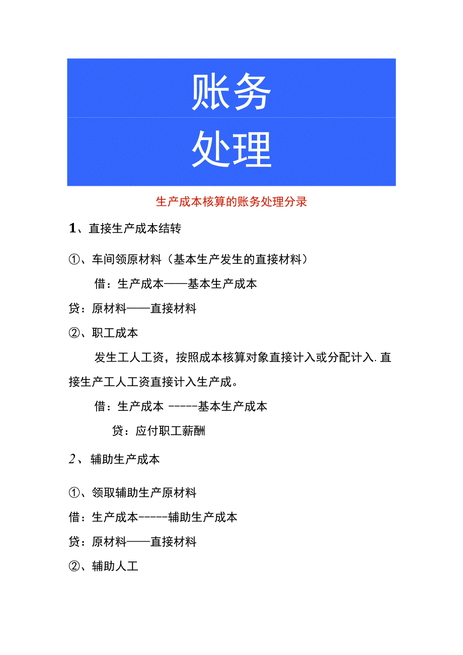 生产成本核算的账务处理分录.docx_第1页