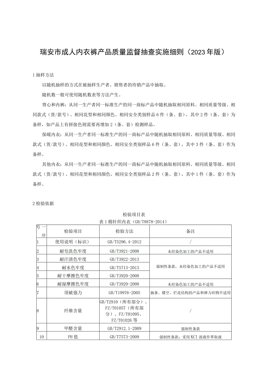 瑞安市成人内衣裤产品质量监督抽查实施细则2023年版.docx_第1页